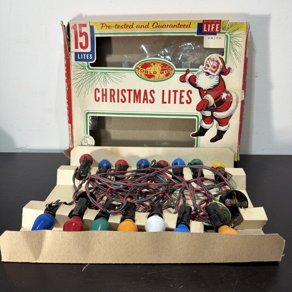 World Wide Vintage Christmas Lites 15 Multicolor Indoor lights Tested Working